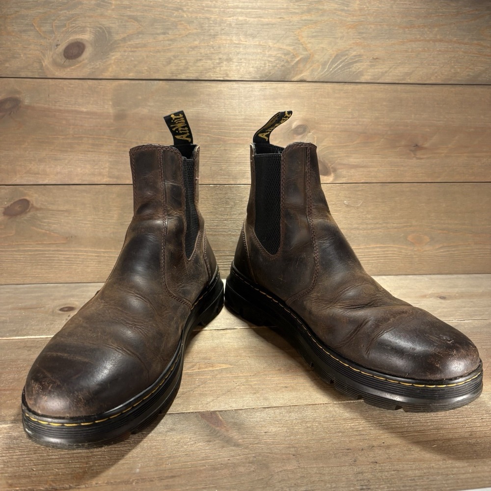 dr martens embury mens size 12 shoes brown leather slip on chelsea boots - Picture 3 of 9